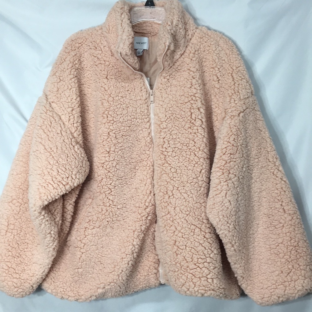 Nine West Women’s Blush Pink Fleece Teddy Jacket Size XXL NEW With Tags